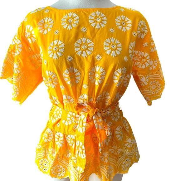 Tory Burch Embroidered Eyelet Top in Sunlight Yellow Size 4 NWOT - Picture 13 of 14